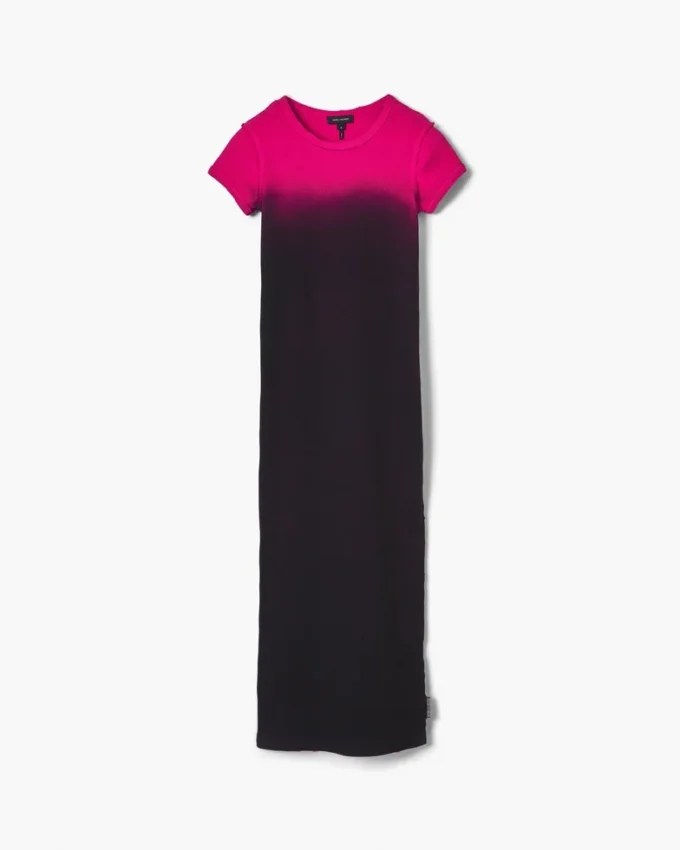 Vestido camiseta encogido con efecto ombré