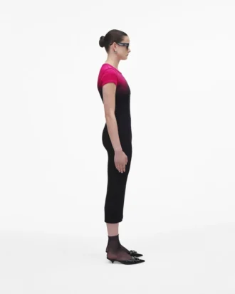 Vestido camiseta encogido con efecto ombré