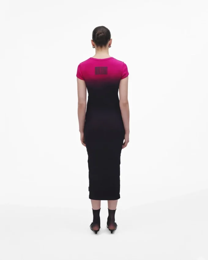 Vestido camiseta encogido con efecto ombré