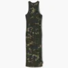 Vestido de canalé con estampado de camuflaje Vestido de canalé con estampado de camuflaje