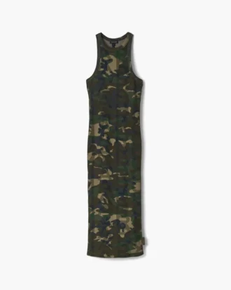 Vestido de canalé con estampado de camuflaje