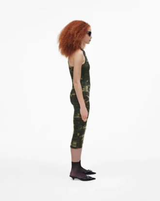 Vestido de canalé con estampado de camuflaje