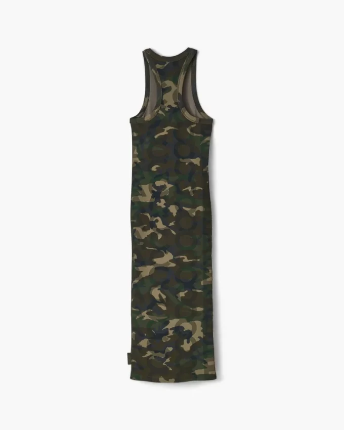 Vestido de canalé con estampado de camuflaje Vestido de canalé con estampado de camuflaje
