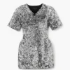 Vestido de punto con cuello en V y lentejuelas
