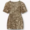 Vestido de punto con cuello en V y lentejuelas