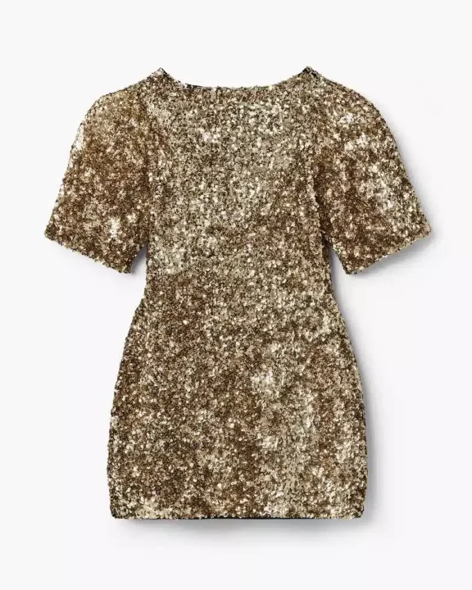 Vestido de punto con cuello en V y lentejuelas