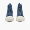 Zapatillas altas de denim con margaritas de lentejuelas