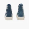 Zapatillas altas de denim con margaritas de lentejuelas