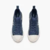 Zapatillas altas de denim con margaritas de lentejuelas