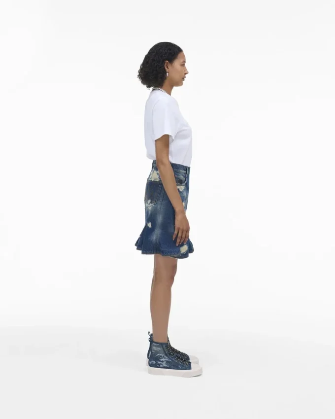 Zapatillas altas de denim rasgado y reparado Zapatillas altas de denim rasgado y reparado