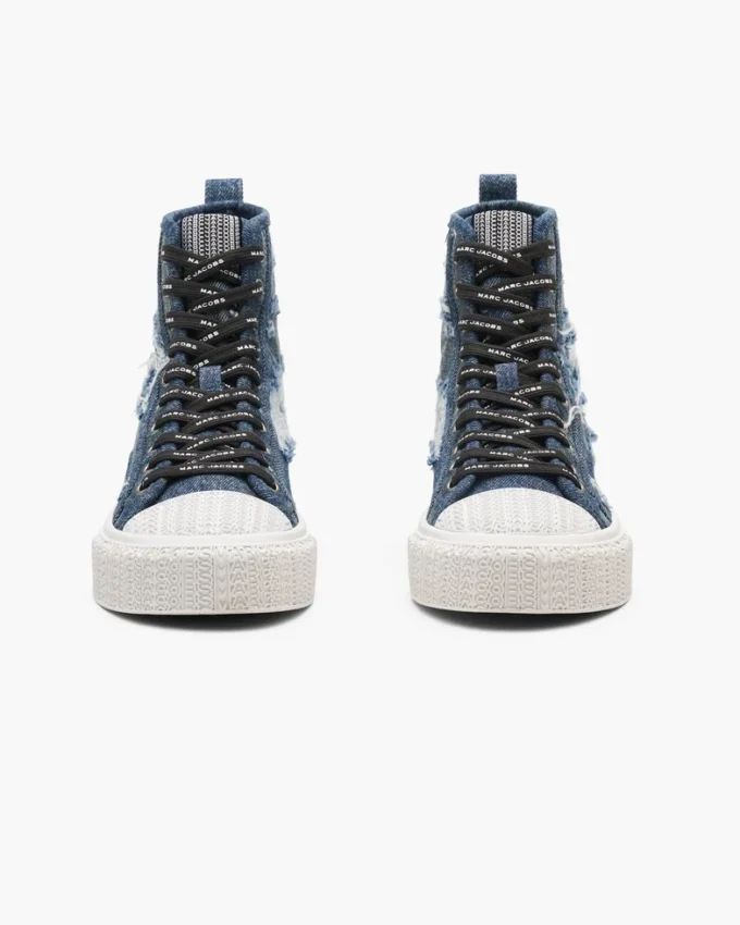Zapatillas altas de denim rasgado y reparado Zapatillas altas de denim rasgado y reparado