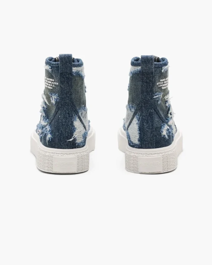 Zapatillas altas de denim rasgado y reparado Zapatillas altas de denim rasgado y reparado